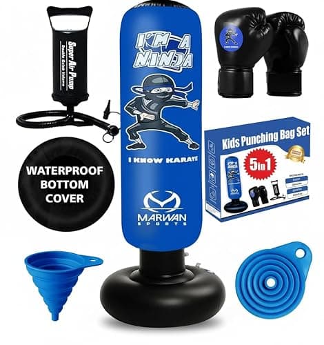 Marwan Sports 5-in-1 Inflatable Punching Bag for Kids – 63" Karate Toy Set with Boxing Gloves, Durable Fast Rebound, Active Play Christmas/Birthday Gift for Boys & Girls Ages 4-12 (Patent Pending) thumbnail 9