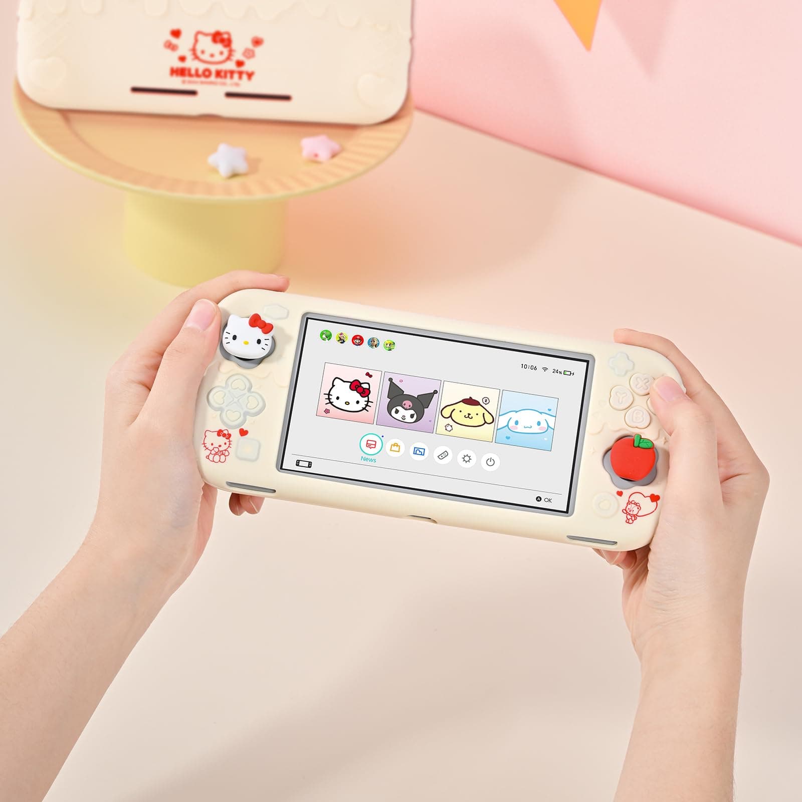 Protective Case for Switch Lite, Soft Silicone Protective Case, Scratch-resistant Cover for Switch Lite incl. 2 Control Tips - HLK Off White thumbnail 6