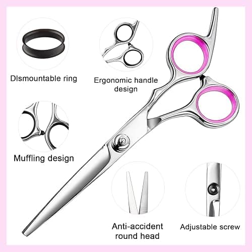 FCYSY Professional 11-Piece Hair Cutting Scissors Kit, Barber Scissors Hairdressing Texture Shears Straight Edge Razor Barber Supplies, Haircutting Shears Salon Tools thumbnail 3