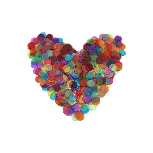 JUNWRROW 500 Pieces 3/4 inch Transparent 6 Color Bingo Counting Chips with Bag thumbnail 4