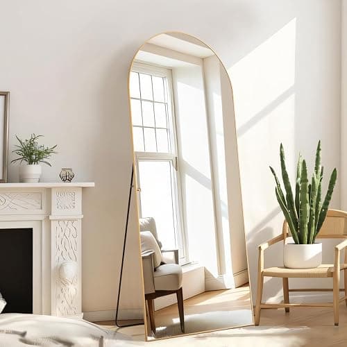 Arched Mirror Full Length, Upgraded 21"x64" Body Wall Mirrors with Shatter-Proof Glass, Floor Standing, Hanging or Leaning, Large Tall Arch Mirror with Stand Aluminum Alloy Frame for Bedroom Cloakroom thumbnail 4