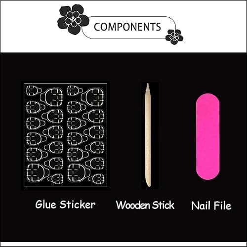 FJSMTOPl Boho Press on Nails Medium Almond Fake Nails Press ons with Designs Blue False Nails Glossy Full Cover Acrylic Glue on Nails Cute Artificial Stick on Nails for Women Manicure 24Pcs, style17 thumbnail 6