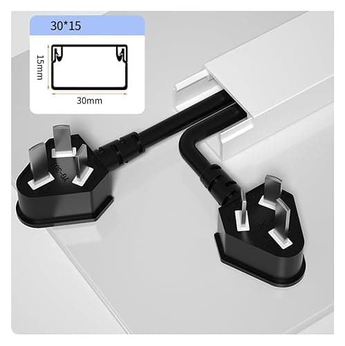 Cable Trunking,PVC Square Cable Trunking, Hide Wires Self Adhesive Cable Tidy, Cable Management for Home Office, 1M(Grey,30x15mm) thumbnail 8