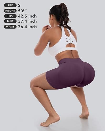 CHRLEISURE Workout Shorts Sets for Women, High Waisted Butt Lifting Scrunch Butt Sports Seamless Gym Shorts thumbnail 6