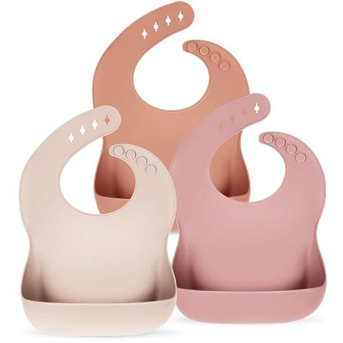 Eascrozn Silicone Bibs for Babies Toddler Set of 3, BPA Free | Soft Adjustable Waterproof Bibs for Feeding Essentials - Image 1