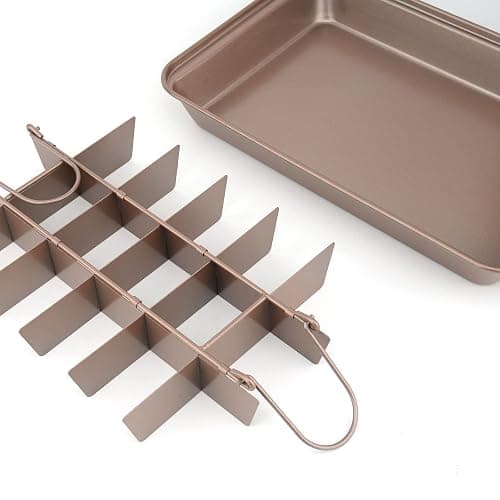 Brownie Pan with Dividers, Non Stick Brownie Baking Pan, 18 Pre-slice Carbon Steel Bakeware Tray with Grips for Oven Baking Bread, Square Mold Tray for Baking Cake Biscuit Muffin, 12X8X2'' thumbnail 7
