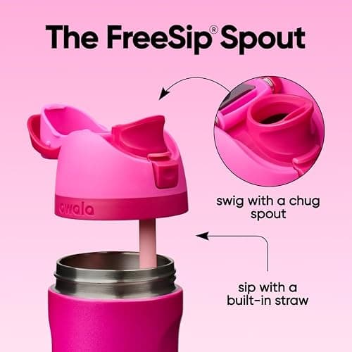 Owala FreeSip Insulated Stainless Steel Water Bottle with Straw, BPA-Free Sports Water Bottle, Great for Travel, 24 Oz, Read My Lips thumbnail 3