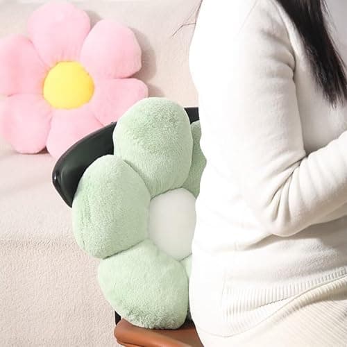 17.7 Inch Sage Green Flower Pillow – Daisy Shaped Cute Decorative Throw Pillow, Soft Floral Seating Cushion Floor Pillows for Sofa, Bed, Chair & Room Decor thumbnail 5