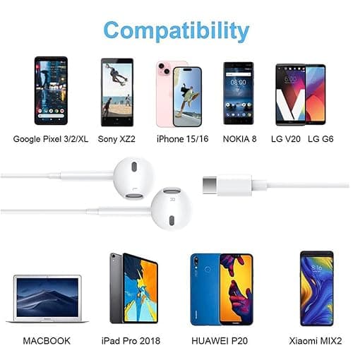 USB C Headphones for iPhone 17, Type C Earbuds Wired Earbuds with Microphone & Remote Control Noise Cancelling Earphones, Compatible with iPhone 17 Pro Max, iPad Pro, Most USB C Jack Devices thumbnail 5