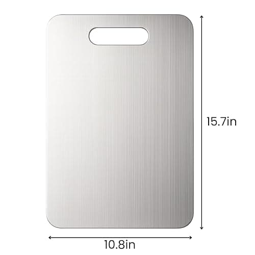 Titanium Cutting Board, 100% Pure Titanium Chopping Board for Kitchen, Hygiene & Durability Double Sided Cutting Board, Non toxic Chopping Board, Dishwasher Safe (15.7“ x 10.8”) thumbnail 2