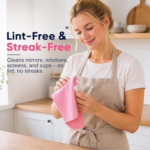 GLIMGLINT Microfiber Cleaning Cloth 150 Pack, Reusable Paper Towels 11 x 9 | Lint Free & Absorbent Cleaning Rags for Car, Home, Kitchen, Glass & Screen, Washable Shop Towel with Box, Pink/Blue/Grey thumbnail 6