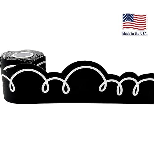 Teacher Created Resources Black with White Squiggles Die-Cut Rolled Border Trim - 50ft - Decorate Bulletin Boards, Walls, Desks, Windows, Doors, Lockers, Schools, Classrooms, Homeschool & Offices thumbnail 2