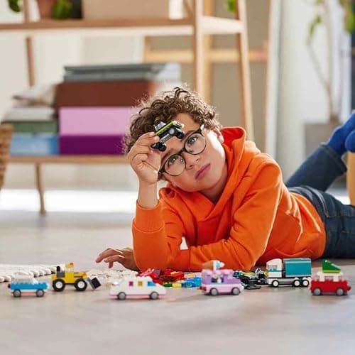 LEGO Classic Creative Vehicles, Colourful Model Cars Kit featuring a Police Car Toy, Ice-Cream Truck, Limo, Van & More, Bricks Building Toys for Kids, Boys and Girls Aged 5 Plus with 52 Wheels 11036 thumbnail 2
