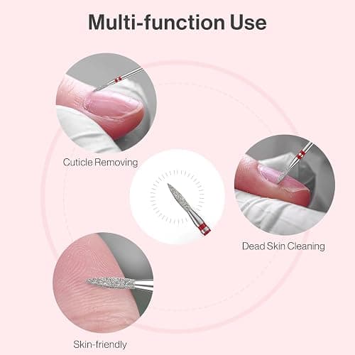 MelodySusie 2mm Flame Shape Cuticle Clean Nail Drill Bit 3/32'', Professional Safety Carbide Diamond Under Nail Cleaner for Cuticle Dead Skin Nail Prepare, Beginners Bits, Series Bit-S, Fine thumbnail 7