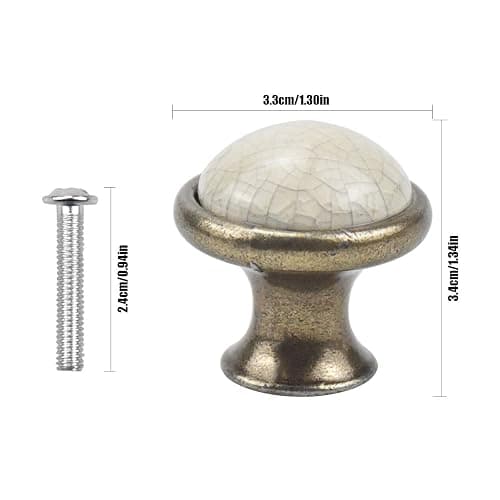 AvoDovA 10PCS Vintage Cabinet Knobs, 33MM Ceramic Knobs, Vintage Shabby Chic Round Drawer Knobs, Kitchen Cabinet Cupboard Drawer Door Knobs Pull Handles for Chest of Drawers Kitchen Cabinet Cupboards thumbnail 3