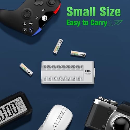 EBL AA AAA Battery Charger, 8-Bay Individual Charger for NiMH NiCD Rechargeable Batteries with AC Plug Fast Charging thumbnail 8