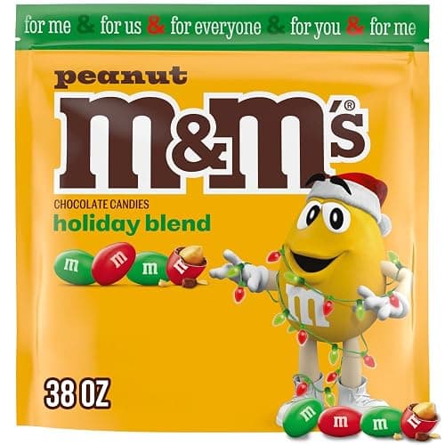 M&M'S Peanut Milk Chocolate Candy, Christmas Stocking Stuffers, Bulk Christmas Candy 38 oz Bag - Image 1