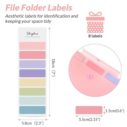 SKYDUE Accordion File Organizer, File Folders with 5 Pockets, Portable Document Organizer, Pink School Office Supplies thumbnail 3