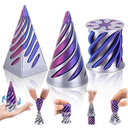 3PCS 3D Printed Fidget Toy，Impossible Cone Spiral Cone Fidget Toys Fun Pyramid Passthrough Sculpture Triangle, Desk Decor Anxiety Stress Relief for Home office School Kids Adults Engineer Gifts - Image 1