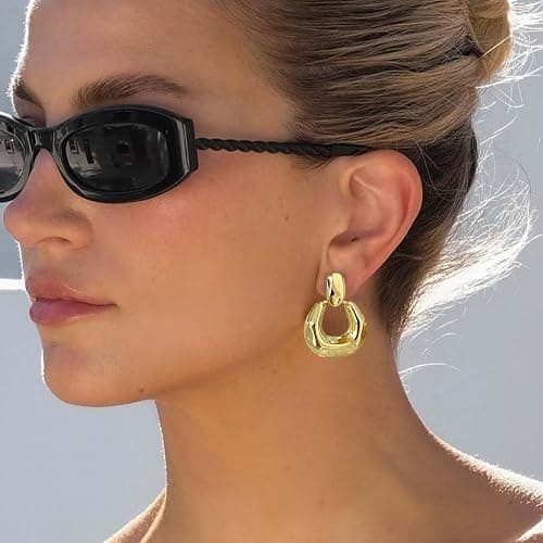 LANDOOK 4 Pairs 14K Gold Plated Dangle Earrings for Women Knot Teardrop Chunky Gold Statement Drop Earrings for Women Trendy Jewelry Gifts thumbnail 9
