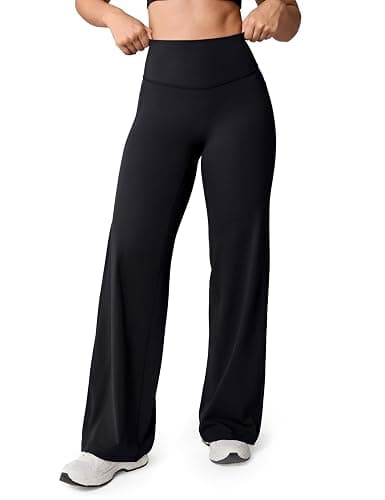 UNISSU Hugcurve No Front Seam High Waisted Wide Leg Yoga Pants for Women with Side Pockets Lounge Buttery Soft - 31" - Image 1