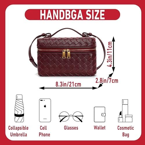 Lieits Top-Handle Pouch Handbag for Women Woven Leather Vanity Case Designer Crossbody Bag Shoulder Bag Trendy Purse thumbnail 6