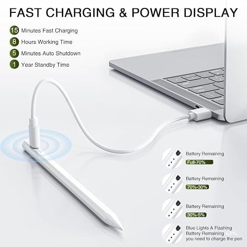 HATOKU Stylus Pen for iPad 2018-2025, 15 Mins Fast Charging Magnetic Pencil (1st Generation) with Tilt Sensitivity & Palm Rejection for iPad 6-8/9/10/11, Air 3/4/5/M2/M3, Mini 5/6/7, Pro 11/12.9/M4/M5 thumbnail 3