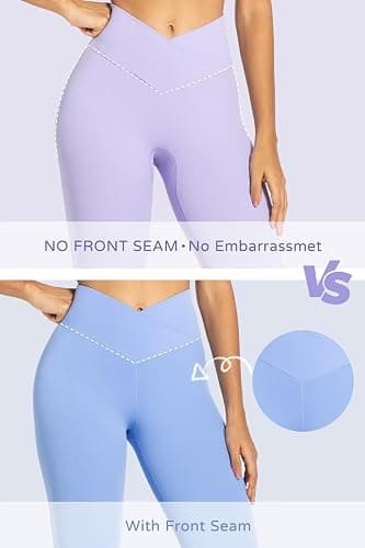 Sunzel Womens Flare Leggings No Front Seam Flare Yoga Pants with Tummy Control Crossover High Waist - 28" / 30" / 32" / 34" thumbnail 3