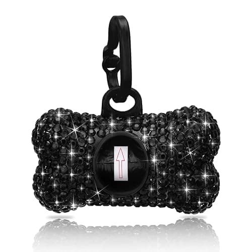 Black crystal dog poop bag holder - Image 1