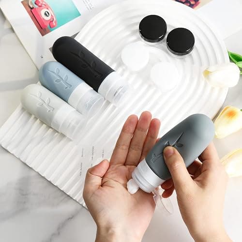 18pack Travel Bottles for Toiletries,TSA Approved Silicone Travel size Containers for Toiletries,Leak Proof Refillable Liqus Shampoo And Conditioner Travel Essentials toiletry Bottles - Gray thumbnail 6
