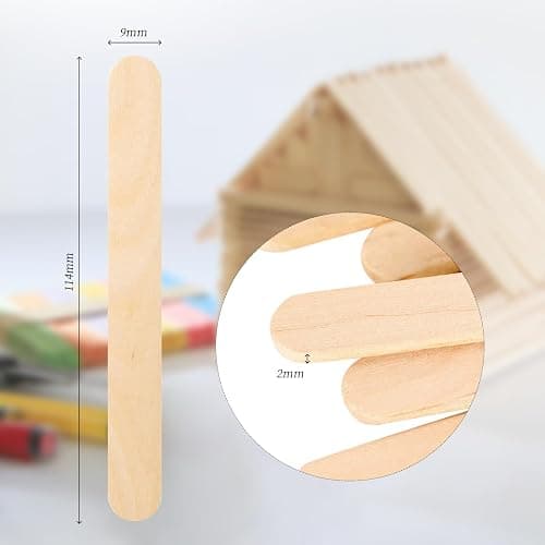 XDLOIFN 50 Stück Eisstiele Holz, Holzstäbchen zum Basteln, DIY Handwerk Eisstiele zum Basteln fur Kinder - 114 mm x 9 mm x 2 mm thumbnail 3