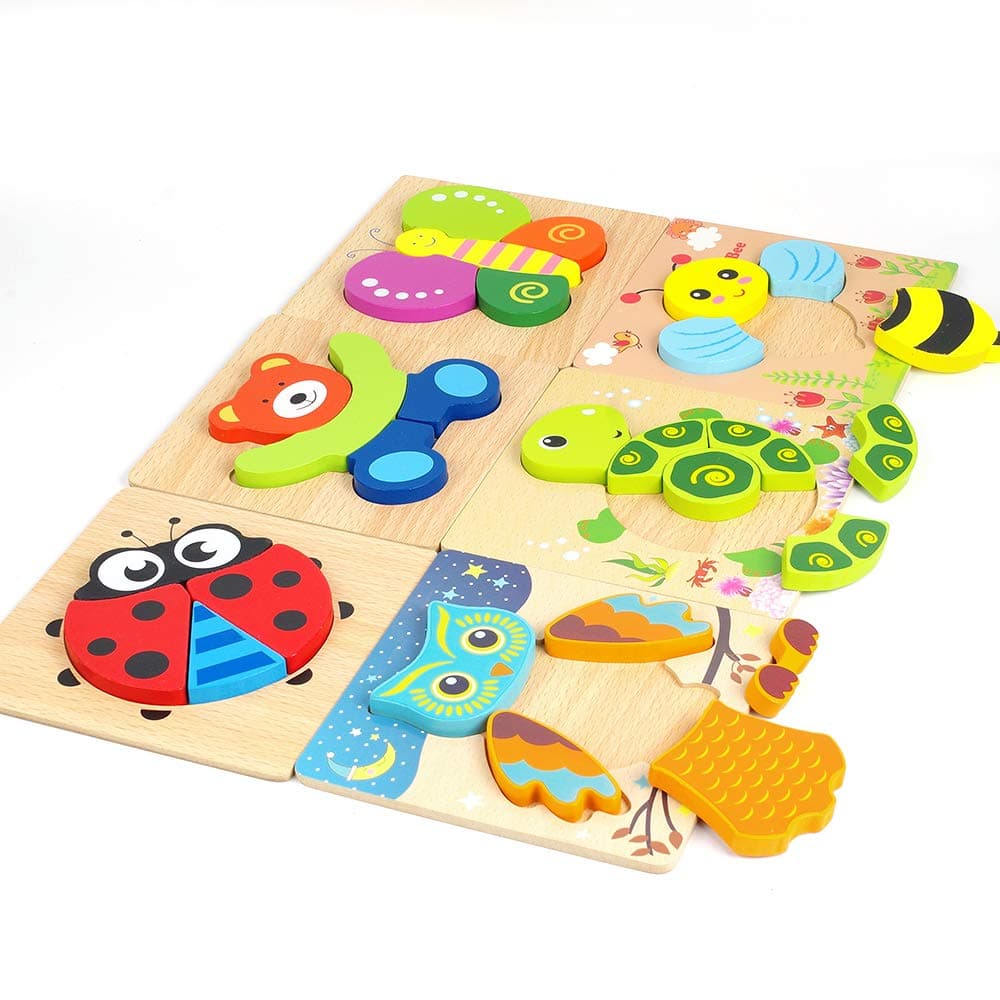 Toddler Puzzles, Wooden Jigsaw Animals Puzzles for 1 2 3 Year Old Girls Boys Toddlers, Educational Preschool Toys Gifts for Colors & Shapes Cognition Skill Learning thumbnail 2