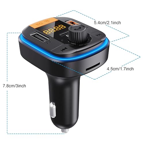 Bluetooth FM Transmitter for Car - BAISHUN Bluetooth 5.0 Adapter PD20W+QC3.0 Cigarette Lighter Radio Receiver Music Player Car Charger Supports Hands-Free Call Siri Google Assistant thumbnail 8