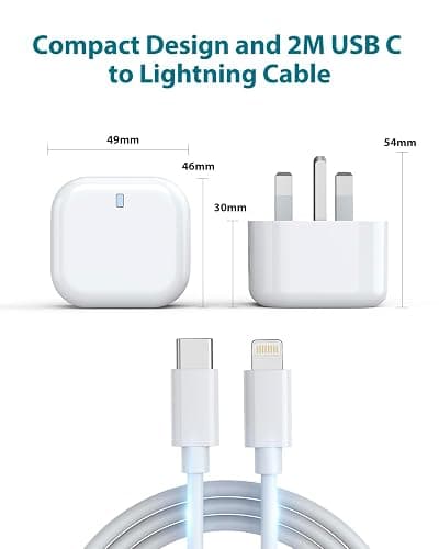 iPhone Charger Fast Charge, 20W Fast iPhone Charger Plug and Cable 2M [Apple MFi Certified], i Phone Charger Cable and USB C Fast Charger Plug Power Adapter for iPhone 14 13 12 11 Pro Max/Mini/XS/SE/8 thumbnail 5