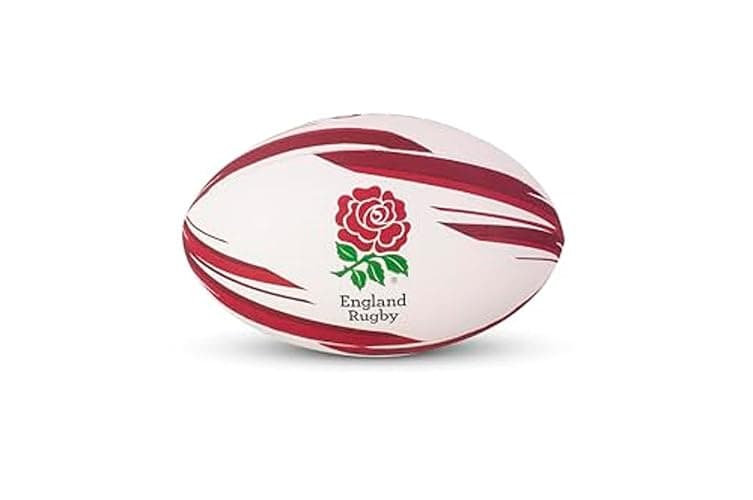 Officially Licensed England Rugby Ball - Durable Synthetic Rubber - Red & White RFU Licensed Size 5 Rugby Ball with Pebbled Surface, Latex Bladder - Image 1