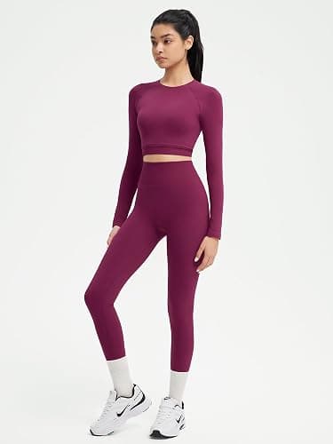 SUUKSESS Women 2 Piece Open Back Seamless Workout Sets Scrunch Booty Gym Leggings Built in Bra Crop Yoga Top thumbnail 4