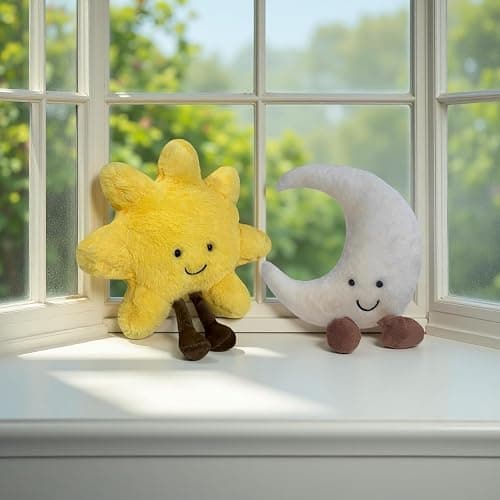 New Sun Plush Moon Plush Toy,Soft Bedside Sofa Pillows Stuffed Animal Plushie Doll Toys Room Decoration Gift for Kids Children (Sun+Moon) thumbnail 5