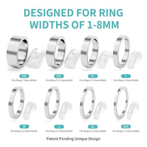 Ring Sizers for Loose Rings, 8 Pack 8 Sizes, Ring Size Adjuster, Invisible Ring Guards for Women and Men, Ring Resizer with Polishing Cloth，Fits Bands Width to 1-8mm thumbnail 4