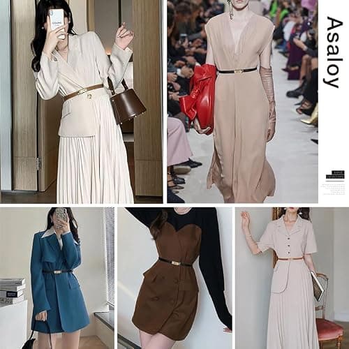 Women's Skinny Leather Belts Thin Waist Belt for Women with Turn Lock Buckle, Belts Woman Adjustable for Dresses and Jeans thumbnail 5