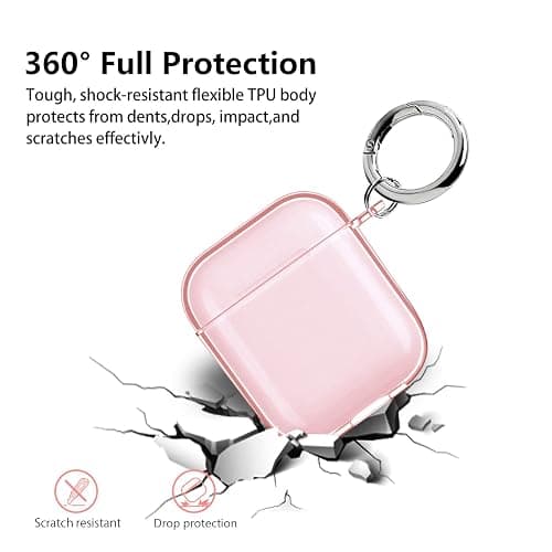 Aircawin for Airpods case Clear,Shockproof Clear Case for Airpod case,Full Protective Soft TPU Drop Protection Accessories Case with Keychain for AirPods Charging Case 2 & 1 for Women Girls Men-Pink thumbnail 4