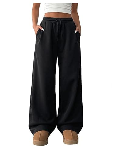 RoseSeek Girl's Baggy Sweatpants Elastic High Waisted Wide Leg Pants Athletic Sweat Pants Trousers - Image 1