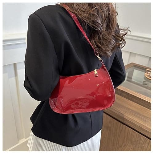 Patent Leather Clutch Purse Shiny Evening Handbags for Women Armpit Shoulder Bag MINI Hobos thumbnail 6