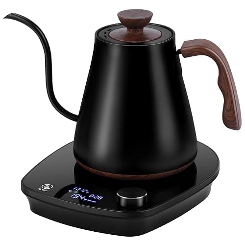 YDDZZM Gooseneck Electric Kettle, Intelligent Temperature Control, Stainless Steel Inner, Quick Heating, for Pour Over Coffee, Brew Tea, Boil Hot Water, 1000W 0.9L Black - Image 1