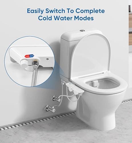 Ultra-Slim 3-in1 Bidet, Warm Water, Self-Cleaning, Posterior&Feminine Wash-(Retractable Dual Nozzles), Non-Electric Bidet Attachment for Toilet Seat, Adjustable Water Pressure, Stainless Steel Inlet thumbnail 7