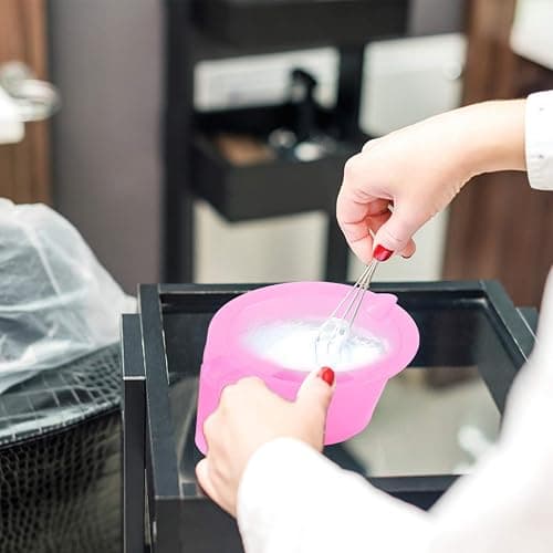 KALLORY Hair Color Mixing Bowl, 3pcs Plastic Hair Dye Bowl with Handle Color Mixing Tint Bowl Hair Color Mixing Tool for Salon Hairdressing, Pink thumbnail 7