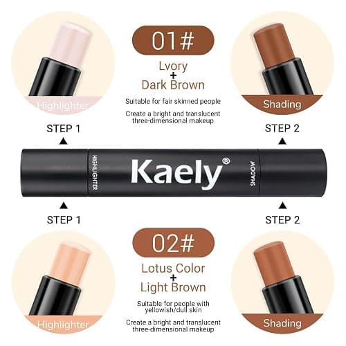evpct 4 Colors Contour Stick Makeup Set Concealer Stick Cream Contouring Contour Palette Makeup Kit for Beginners Nose Bronzer Stick Liquid Contour Face Highlighter Makeup contorno maquillaje 01+02 thumbnail 2