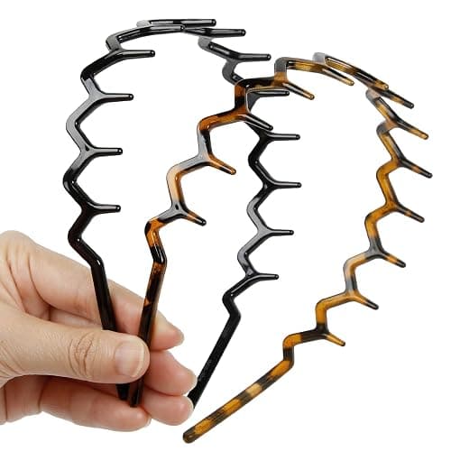 WOVOWOVO Zig Zag Headbands, 2PCS Plastic Wavy Hair Band with Teeth, Comb Headbands for Women and Men, Classic 90s Hairband Hair Styling Accessories thumbnail 7