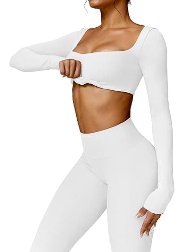 YEOREO Kyla Women Crop Top Long Sleeve Padded Sports Low Medium Impact Yoga Shirt Workout thumbnail 5