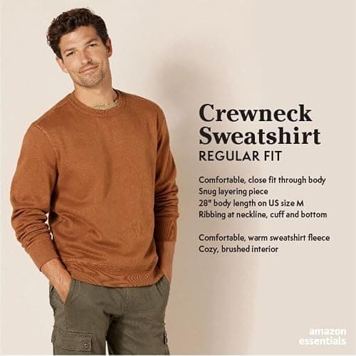 Amazon Essentials mens Fleece Crewneck Sweatshirt (Available in Big & Tall) thumbnail 2