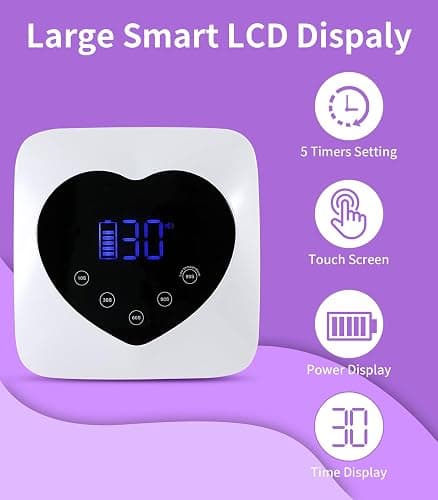 UV Nail Lamp Cordless Rechargeable, HUGMAPLE 72W UV Light for Gel Nails | 5 Timer Setting, Touch Control & Auto Sensor, Professional Nail Dryer for Salon & Home,White thumbnail 3